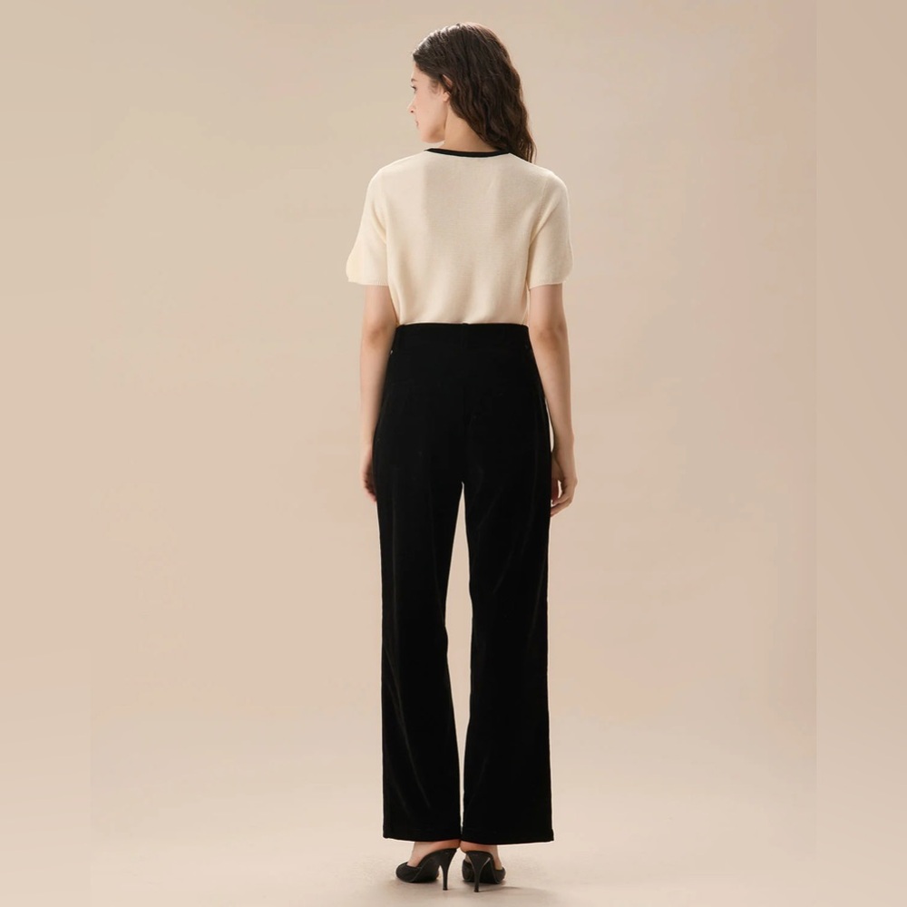 RIHOAS Black High Waisted Pleated Wide Leg Pants XS - Picture 3 of 5